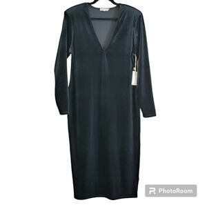 Good American Night Out Velvet V-Neck Midi Dress Plus Sz 5/2X